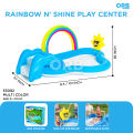 Bestway 53092 Water Slide Play Center Kids Inflatable Rainbow N Shine Pool Paly_center Amusement Park Equipment Perfect For Kids Detachable Slide With A Cushioned Landing Area  Built-in Water_ Sprayer Adds A Splash Of Fun To Played Time Release Pool_Water. 