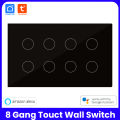 Tuya Smart wifi 8 Gang wall touch Switch with Power Meter Function Tuya Smart Wifi Light Touch Switch Timing Wall Electrical App Voice Control. 