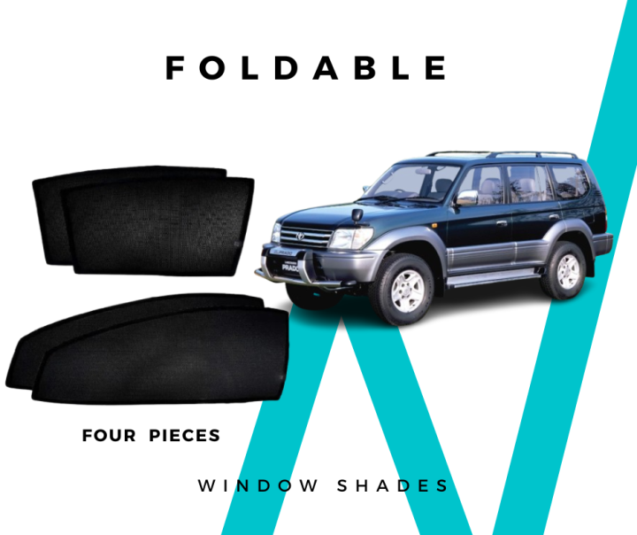 Toyota Land Cruiser Prado FJ90 Sun Shades - Window Shades - 4 Pcs - Black