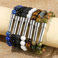 Jingdong Jewelry Natural Stone Titanium Steel round Tube Bracelet Personalized Creative Rotary Knob Can Hold Wish Note Bracelet Wholesale. 
