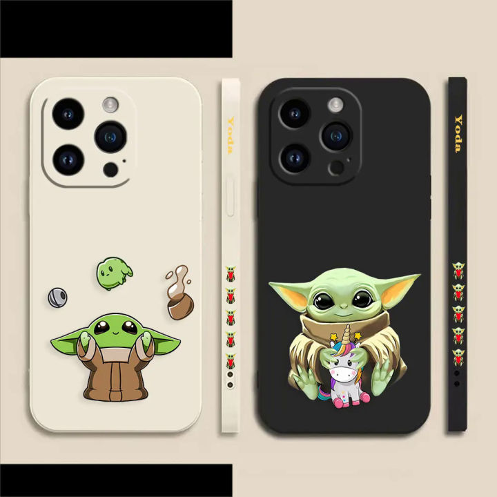 【EmotionaE】Disney Baby Yoda Phone Case For Apple iPhone 14 13 12 11 Pro XS Max Mini X XR SE 7 8 6 15 Plus Colour Liquid Case Funda Shell