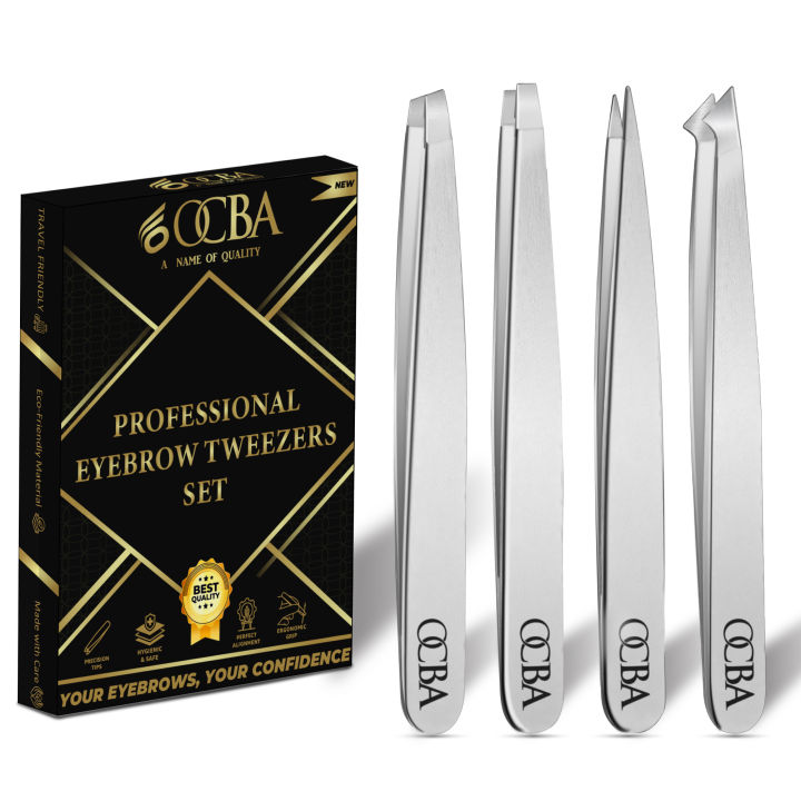 OCBA Eyebrow Tweezers Professional Hair Pluckier Premium Stainless Steel Tweezers For Men Women & Beautician