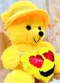 12'' Sequince Heart Fluffy Teddy Bear Hat Wear Teddy Bear for Girls/ Kids - Yellow. 