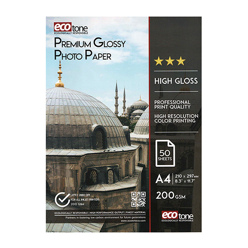 A4 Ecotone Premium Glossy Photo Paper 50 sheets 200gm (Single Side)
