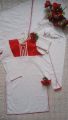 Stitched chicken kari cotton 3 pcs suit whit red samose stylish design. 