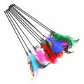 Soft Colorful Cat Teaser Interactive Training Toy Rod with Bell & Feather. 