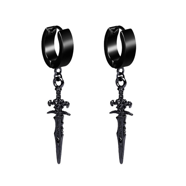 1 Pair Cross Ear Clip Earrings for Men Women Punk Black Earrings Jewelry Gifts