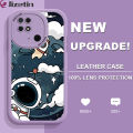 Jizetin for Redmi 10C Back Cover Cloud Astronaut Lambskin Texture PU Leather Back For Girls Boys Soft Phone Case. 