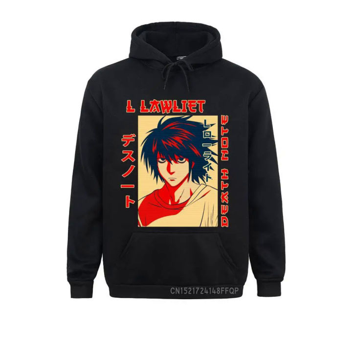 Novelty Anime Death Note Hoodie For Men Print L Lawliet Hooded Sweats Graphic Soft Mystery Manga Sweatshirt Clothes Guys Gift