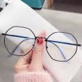 Korean fashion Glasses Polygon spectacles Gold metal frame glass eye protection eyewear. 