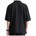 men's solid color simple Japanese style tooling short sleeve shirt. 