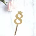 0-9 Numbers Cake Toppers Happy Birthday Cute Crown Number Cake Flag Acrylic Cupcake Topper Birthday Party Cake. 