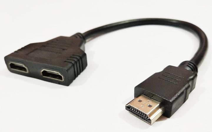 Hdmi Male To Dual Female (1 Input 2 Output) Y Splitter Cable Adapter For Projector, Computer, Laptop, Pc-Monitor Hdtv, Led/Lcd Tv, Black 223 A11