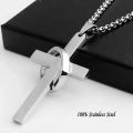 Simple Cross With Circle Pendant Necklaces Stainless Steel Chain Christ Cruz Necklace For Men Boys Cool Neck Jewelry Collier. 