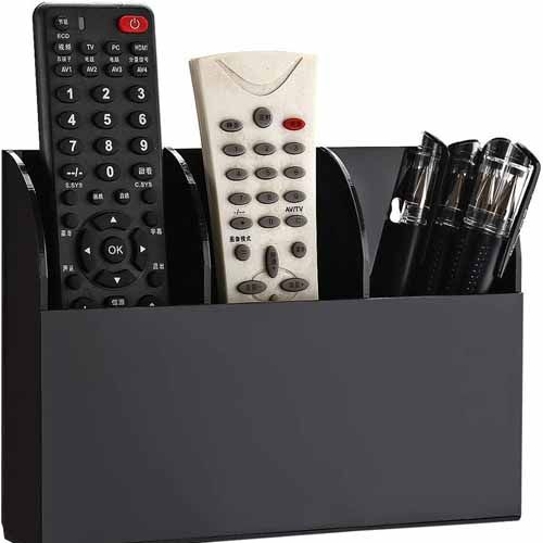 Wall%20Mount%20Remote%20Control%20Holder%20Clear%20Acrylic%20Media%20Organizer%20Storage%20Box%20Coffee%20Table%20and%20Nightstand%20Convenient%20Remote%20Control%20Caddy%20%E2%80%A6%20(One/Two/Three%20Compartments%20Black)%20-%20Image%205