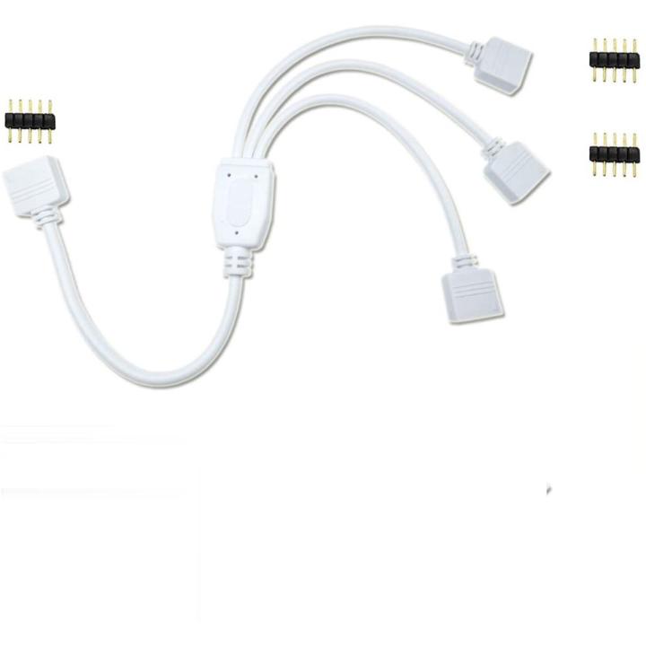 ESUMIC  RGBW LED Splitter Cable 5 Pin LED 1 to 3 LED Strip Connector Y Splitter Cable for SMD 5050 5 Pin RGBW LED Strip Light with Free 3pcs 5pin Connector, White