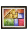 Pack of 2 - Imported Artist Made Oil On Canvas Painting Wall Frame Wall Art - Rose Gold Black - 20x23 Inch. 