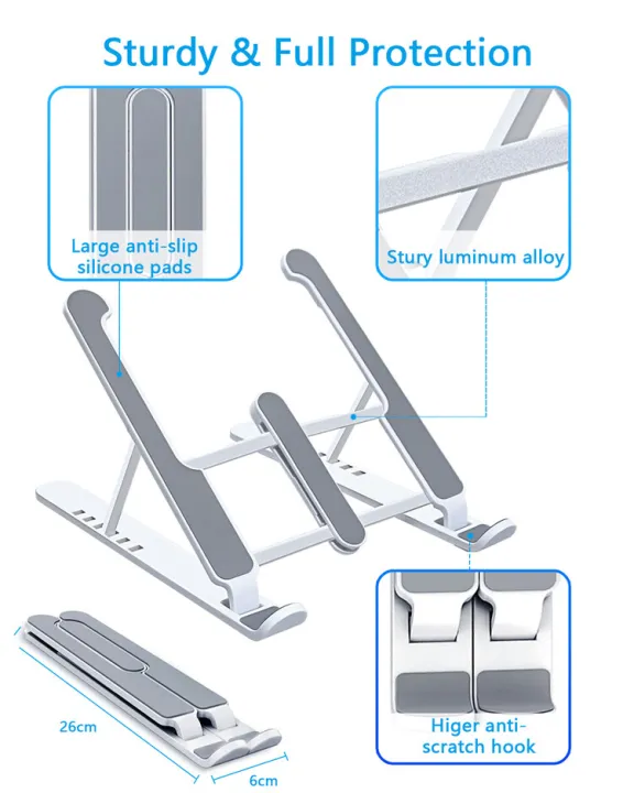 Foldable%20laptop%20stand%20for%20bed%20lightweight%20ventilate%20portable%20laptop%20stand%20with%207-Level%20adjustable%20Height%20%20for%2011%20-%2015%20Inch%20notebook%20stand%20ABS%20High%20Quality%20plastic%20laptop%20stand%20with%20aluminum%20center%20rod%20and%20non-slip%20silicon%20grip.%20-%20Image%202