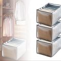 7 Grids Washable Wardrobe Clothes Organizer,Jeans Compartment Storage Box,Foldable Closet Drawer Organizer. 