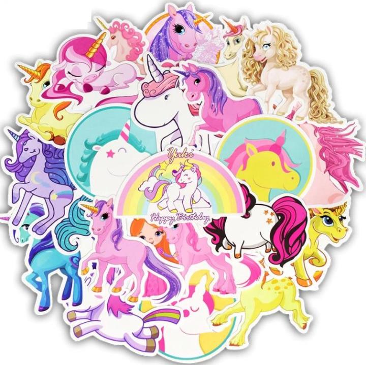10%20Pcs/Pack%20Unicorn%20Series%20Children's%20Cartoon%20Waterproof%20Stickers%20for%20Laptop%20TV%20Fridge%20Skateboard%20Guitar%20Car%20-%20Image%203