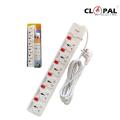 Extension Lead Fuse Protection with 3 Meters Heavy Duty Copper Cable, 6 Power Sockets Extension Board with Wire - Clopal. 