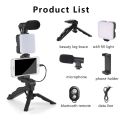 AY-49 Vlog blog tripod kit with bluetooth shutter, tripod, light and microphone. 
