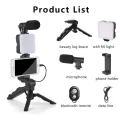 AY-49 Vlog blog tripod kit with bluetooth shutter, tripod, light and microphone. 