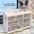 Kawaii Sanrio Girls Cinnamoroll Desktop Storage Box Kuromi Melody 6 Grids Drawer-type Stationery Desk Accessories Organizer Box. 