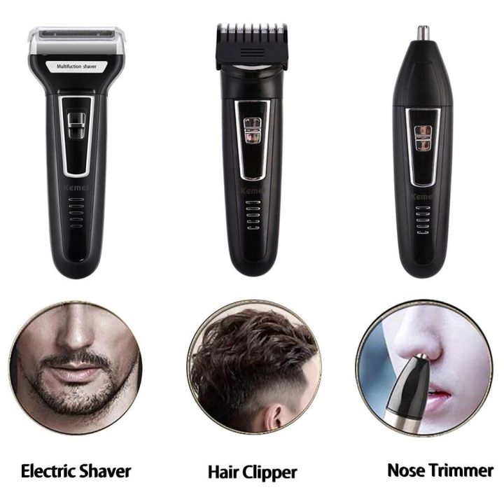 Professional%20KM-1407%20Kemei%203%20In%201%20Electric%20Rechargeable%20Hair%20Shaver,%20Trimmer%20For%20Men%20-%20Black%20-%20Image%203