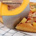 HashMart- 1 Pc Pizza Cutter Food Chopper Super Sharp Blade Stainless Steel Pizza Cutter Rocker Slicer with Protective Sheath Cover Multi-Function Pizza Knife Kitchen Tools, Dishwasher Safe Heavy Duty (Multicolor). 