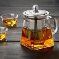 750ml Square/Round Glass Teapot for Couple with Heat Resistant Stainless Steel Infuser Perfect for Tea and Coffee, Clear Leaf Teapot with Strainer Lid gift for your family or friends (750ML). 
