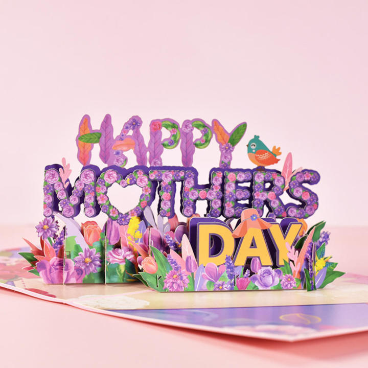 Warm Mother's Day Card Handmade 3D Up Greeting Card, Bouquet Flowers -