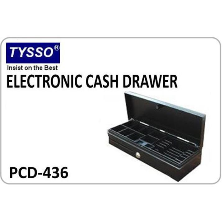 Tysso Taiwan Made Auto Open Cash Register Drawer Heavy Duty with Fully 4 - Coins 5-6 Bill Adjustable 2-Media Slot 12V RJ12 Key-Lock (Round Corner) for Point of Sale (POS) System Small Business