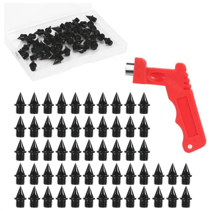 56PCS 1/4 Inch Carbon Steel Track Spikes Replacement with Spikes Wrench Tool Shoe Spikes Running Spikes for Sports Shoes
