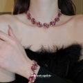 Diamond-encrusted flowers, second-hand necklaces, bracelet sets, French light luxury, high-end clavicle chains, autumn and winter sweater chain ornaments, women. 
