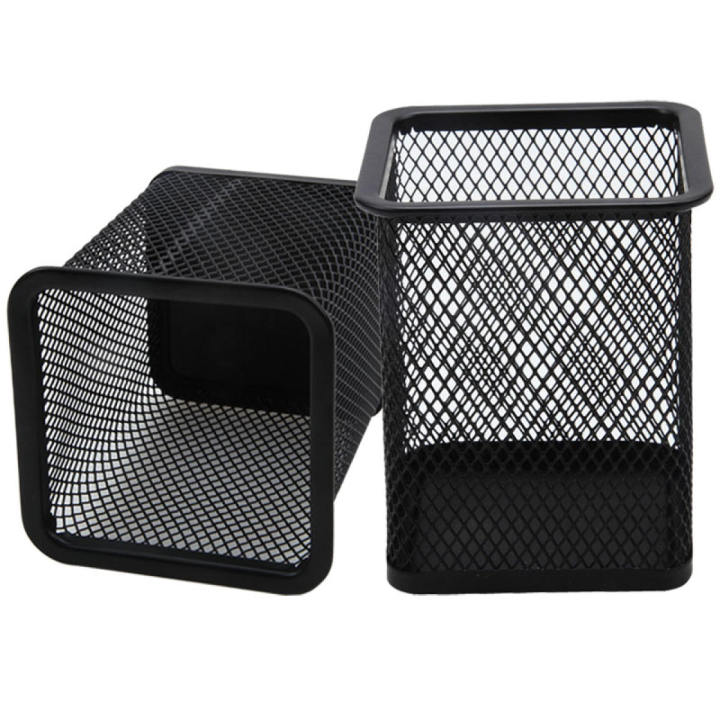 Pack of 2 - Pen Stand and Stationery Holder Metal Mesh - Black