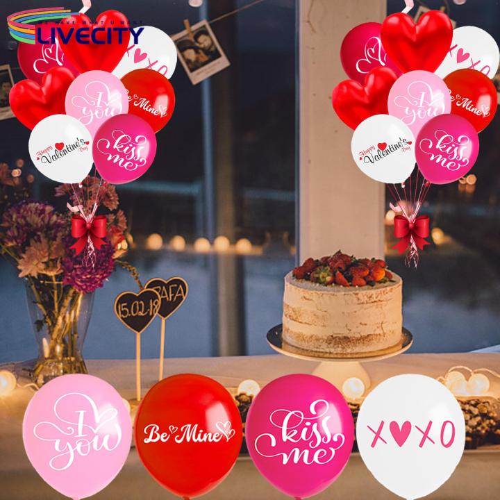 Valentine Day Balloon Set Romantic Valentine's Day Balloon Set Love Heart Balloons Decoration for Wedding Christmas Birthday 16pcs Diy Party Supplies