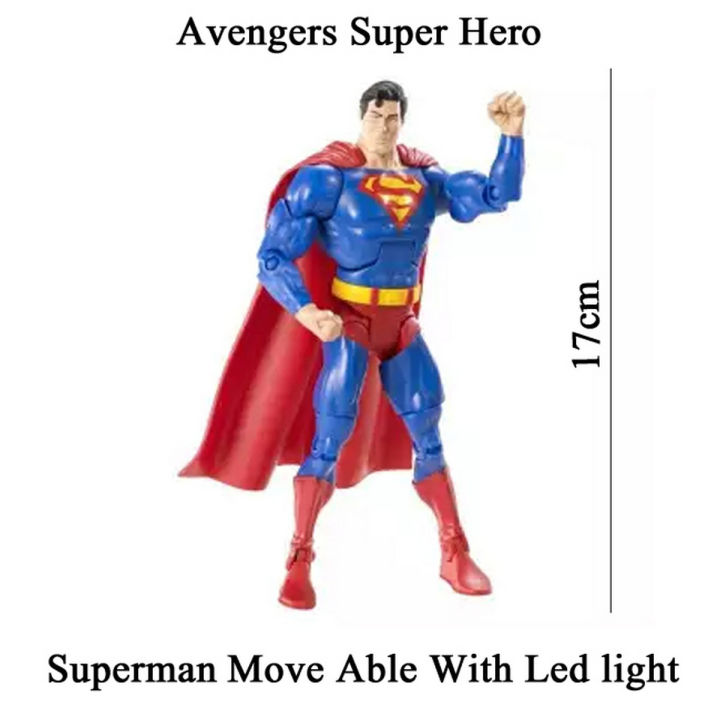 Avengers Super Hero Action Figures With Led Light Toys For Kids and Boys Move able Super Man Superman