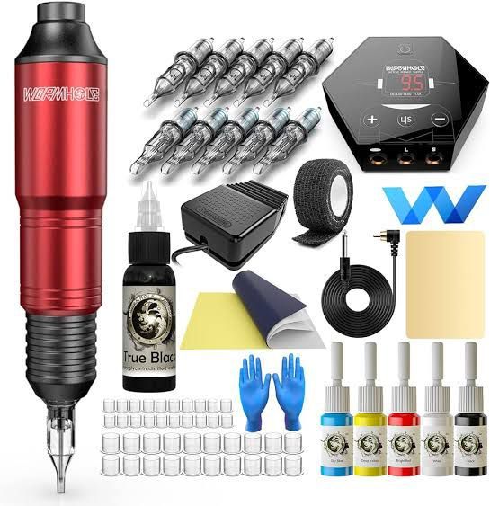 Wormhole Tattoo Gun Kit Cartridge for Beginners Rotary Tattoo Machine Kit Tattoo Pen Kit Tattoo Supplies WTK100