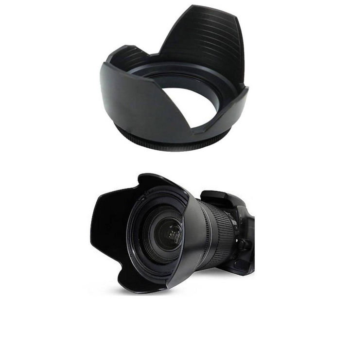 Lens Hood Petal Style For Nikon Canon Sony Olympus Fujifilm Pentax Sigma Tokina DSLR Camera - Black