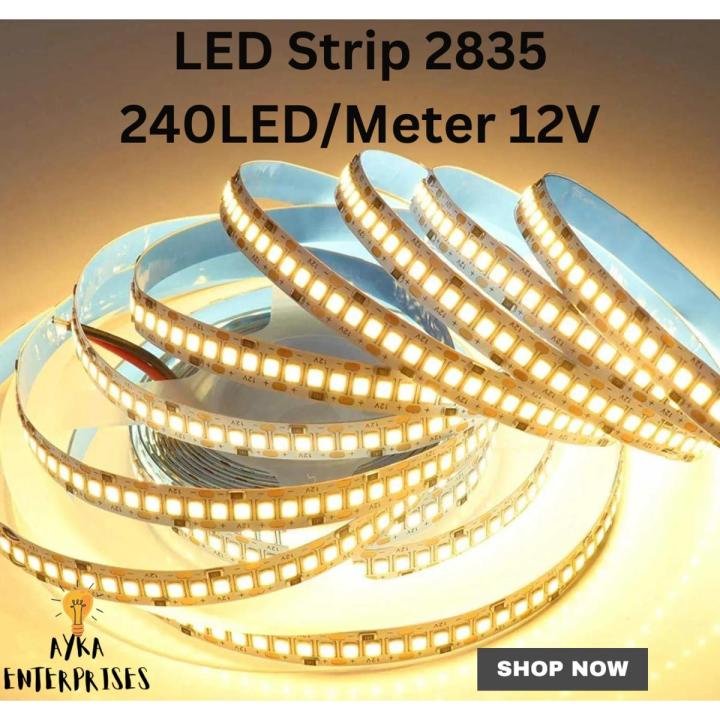12V LED Strip Lights, 240 LEDs/M, 5meter  16.4 ft LED Light Strip 2835 IP20 LED Tape Lights Super Bright for Bedroom, Shelf Kitchen Decoration