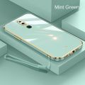 VIVO Y77 5G Luxury Square Edges Plating Back TPU Soft Phone Case with Lanyard Glossy Casing. 