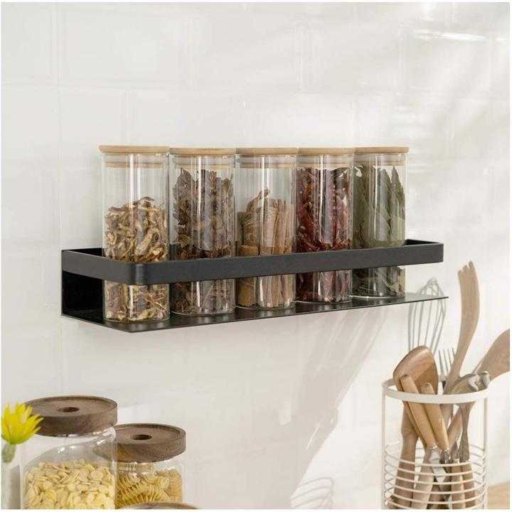 Wall Mount kitchen Accessories Spice Jar Storage Metal Shelf Rack Organizer