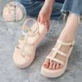 New Mesa high heeled clip on sandals with exposed toes sponge cake thick soled Roman beach shoes. 
