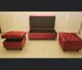 Costumize Sofa Storage Set 4 Seater Puffy Set Stuff Velvet Beautifull Colour Red. 