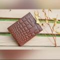 Mens Crocodile Leather Wallet -BROWN. 