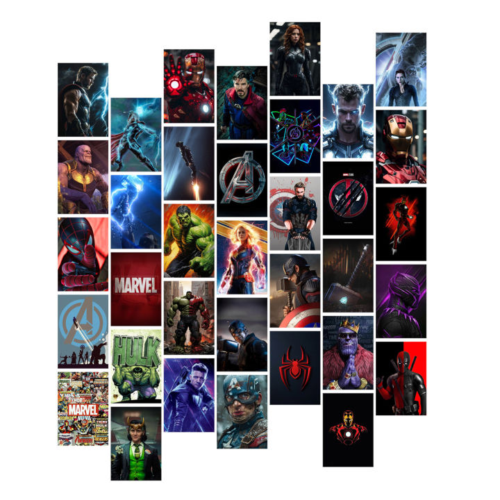 Marvel Stickers Posters Customized in 4x6 inches for Wall decor l Pack of 40 marvel stickers for wall Decoration