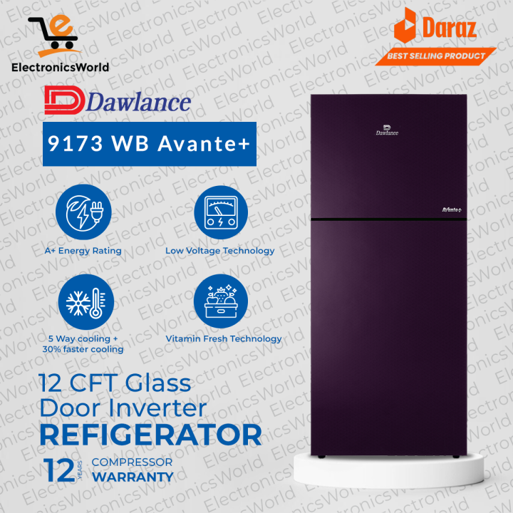 Dawlance Refrigerator | Model DW 9173 WB AVANTE+ | 12 Cubic Feet | Inverter Technology | Low Voltage Operate | Vitamin Fresh Technology  -12 Years Compressor Warranty