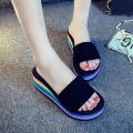 OIMG Women'S Fashion Platform Bath Slippers Wedge Beach Sli Shoes High Heel Sandals. 