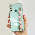 LECOMES for Huawei Honor 10i Back Cover with Pink Love Heart Bracelet Wristband Luxury 6D Plating Shiny Bling Case Square Edge Soft Silicone Mobile Phone Cases Pouch. 